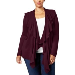 Karen Scott Womens Plus Ruffled Shawl Collar Cardigan Sweater, Size 1X
